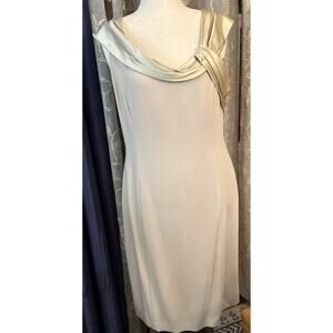 TALBOTS Vintage Beige Sheath W/Silk Trim Size 16-Fully lined, Sleeveless, NWT